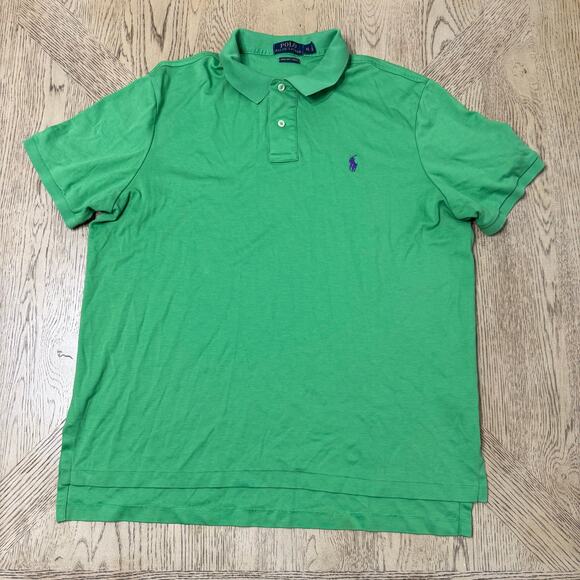 Polo Ralph Lauren Pima Soft Touch Men's XL Solid Green Short Sleeve Polo Shirt - Picture 1 of 6